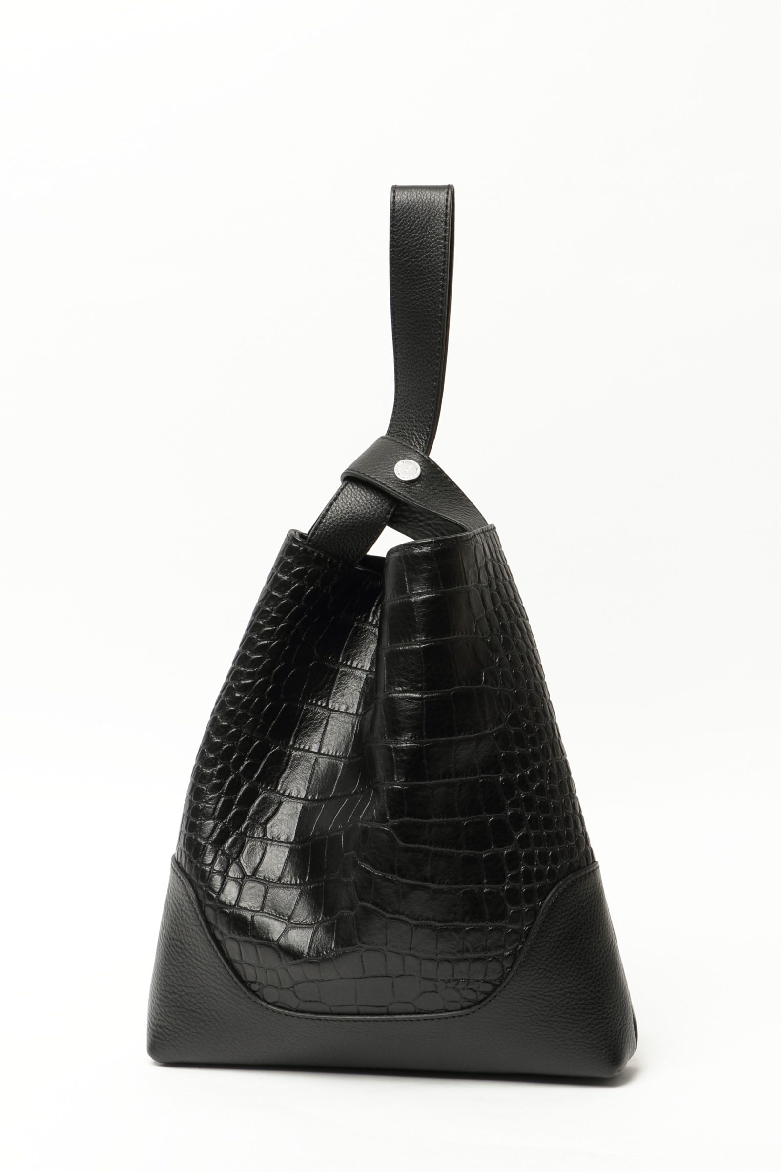 PELLE MORBIDA - クロコ型押し x シュリンクレザー ハンドルバッグ