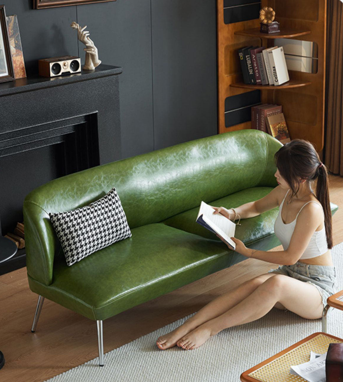 オイルレザーのヴィンテージ調ソファ｜イタリアンモダン・2～3人掛け