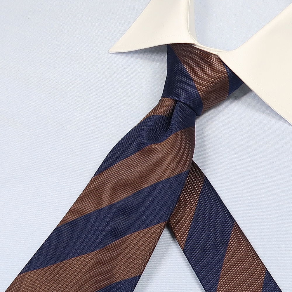 オリジナル ネクタイ レジメンタル ネイビー×ブラウン | オーダー