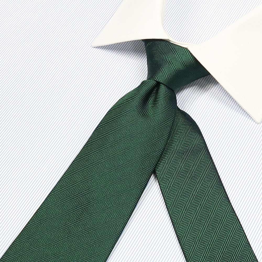 オリジナル ネクタイ 無地 (ヘリンボーン)ダークグリーン | オーダー