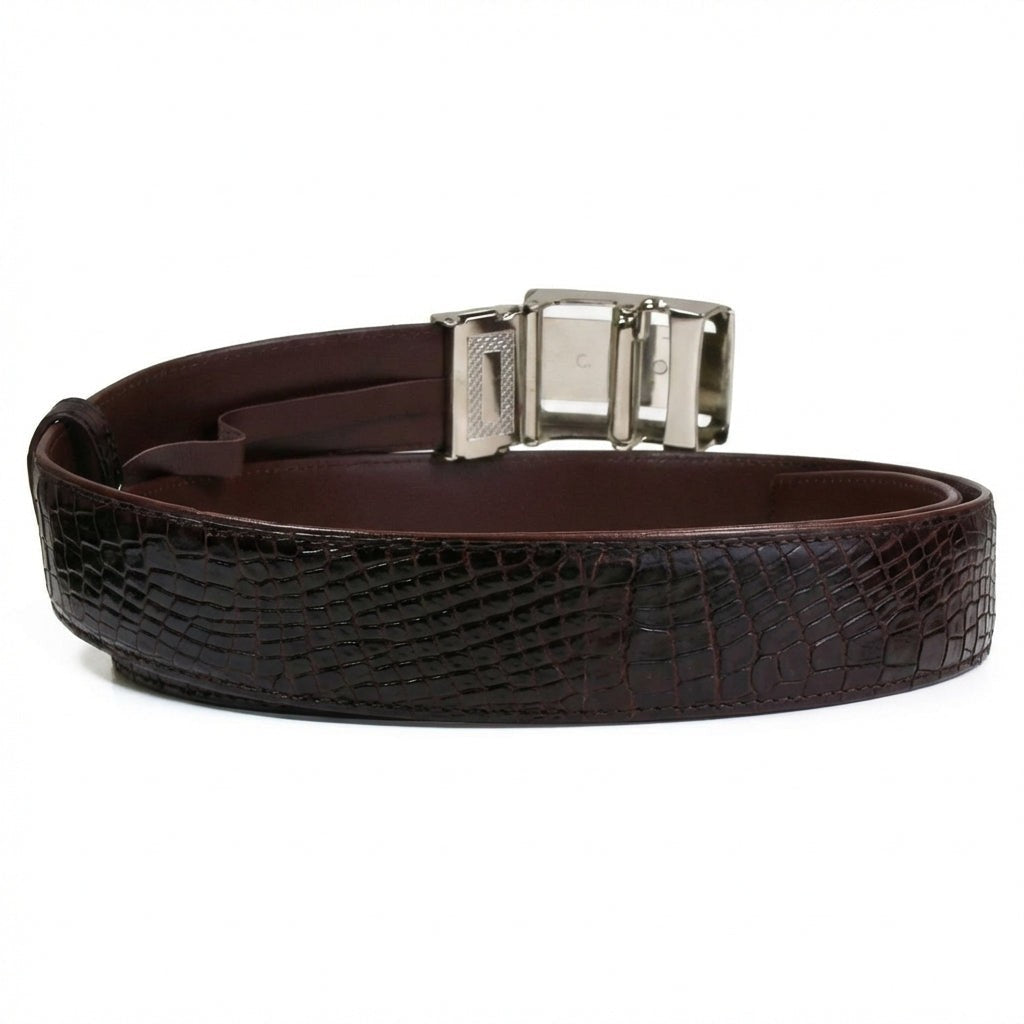 ワイン色調 エキゾチック メンズベルト | 手作りクロコダイル