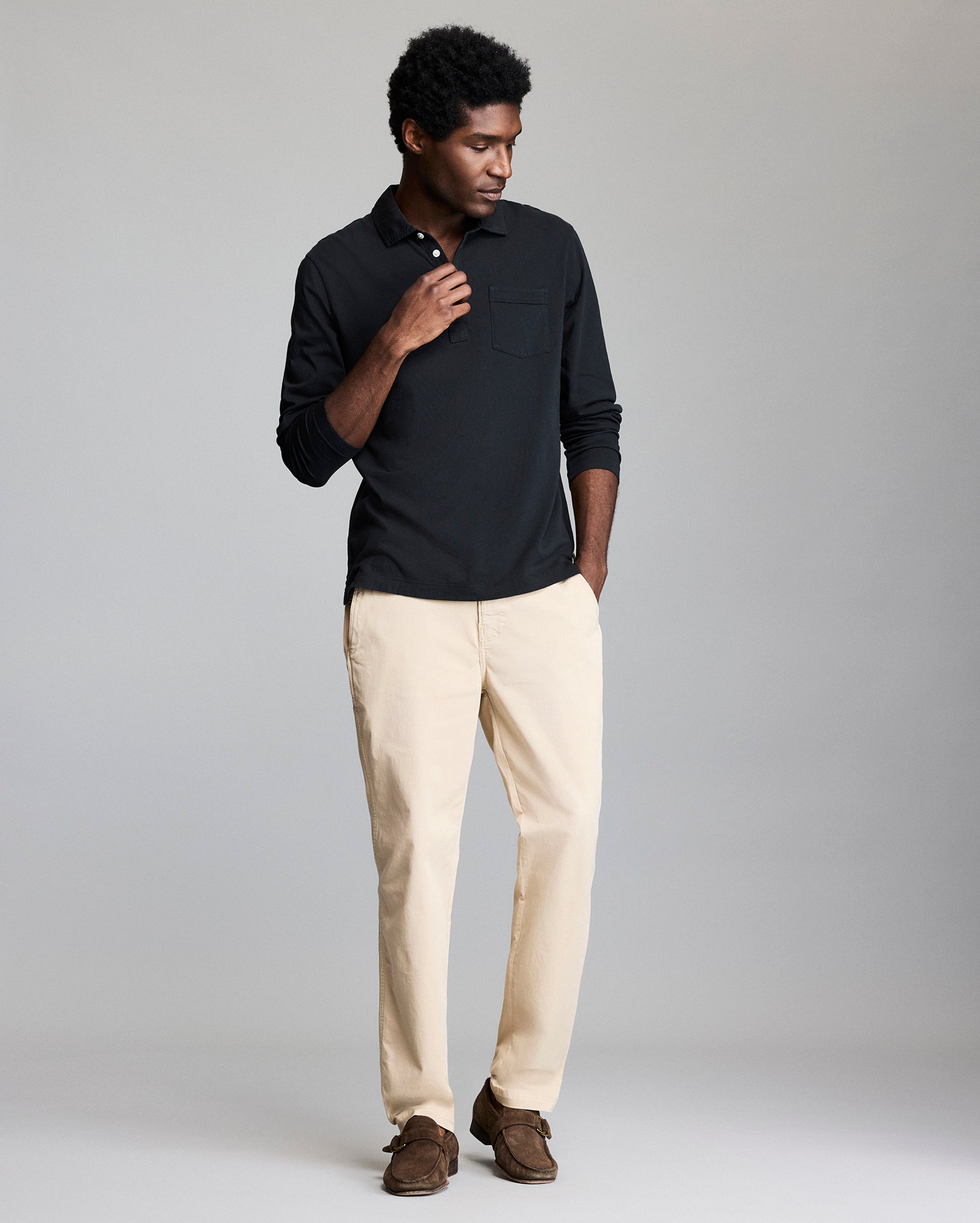 Long Sleeve Pensacola Polo in Pima Cotton | Billy Reid