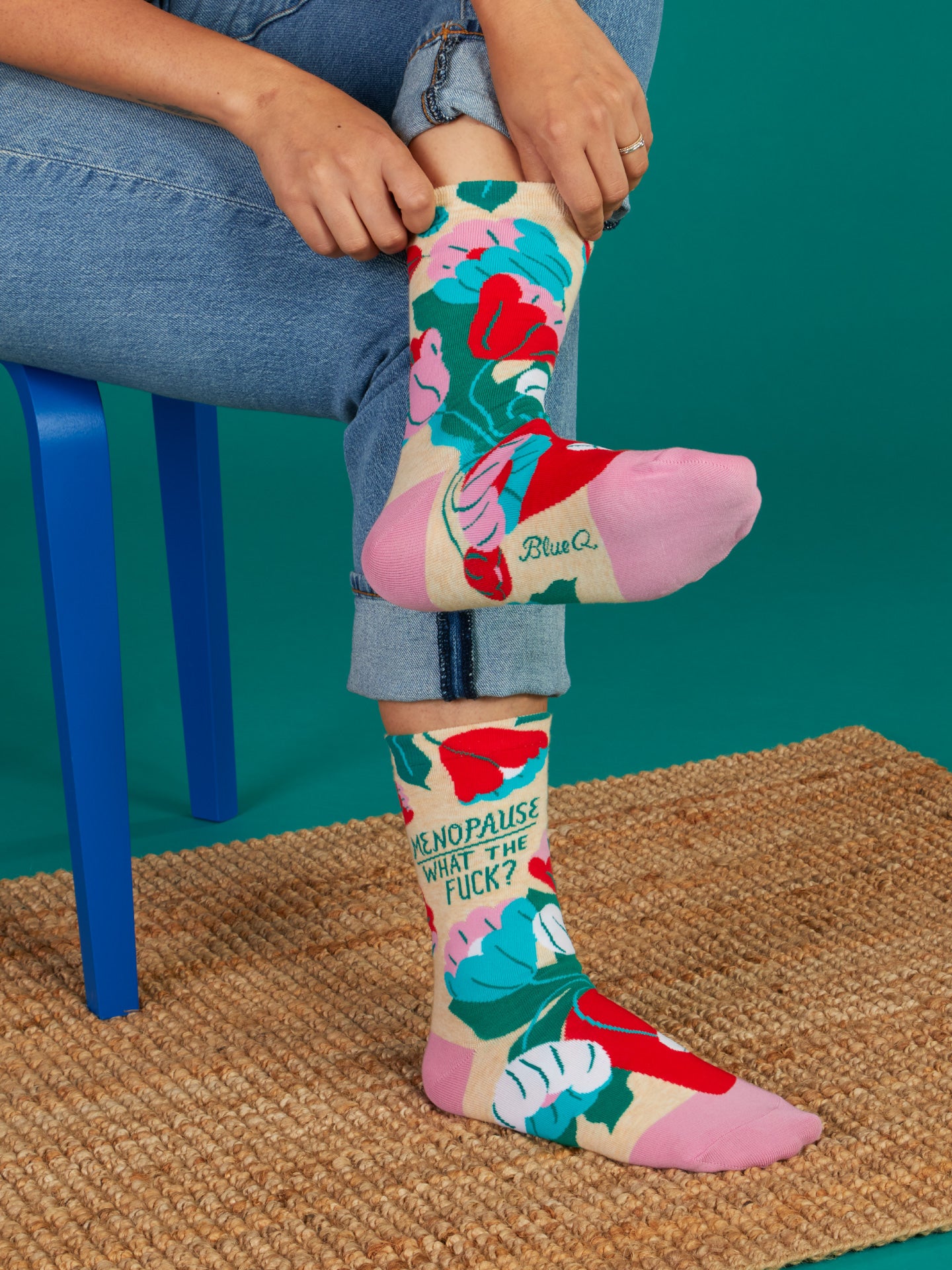 Menopause. What The Fuck? W-Crew Socks – Blue Q