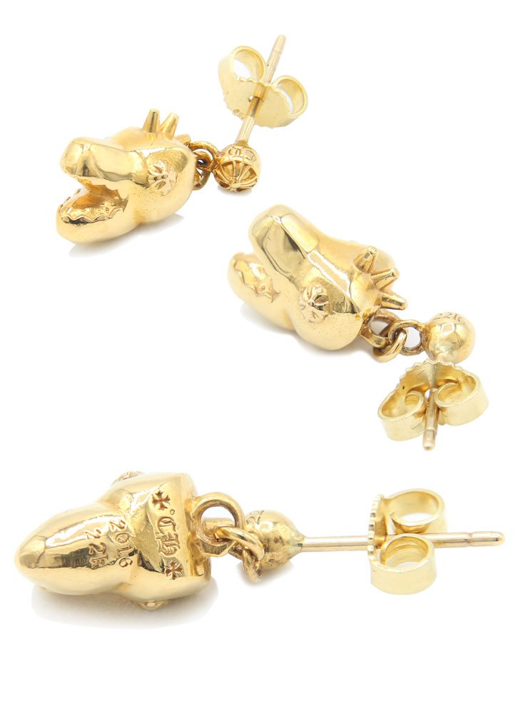 クロムハーツ通販専門店ブラックシンフォニー|ディノヘッドピアス22K