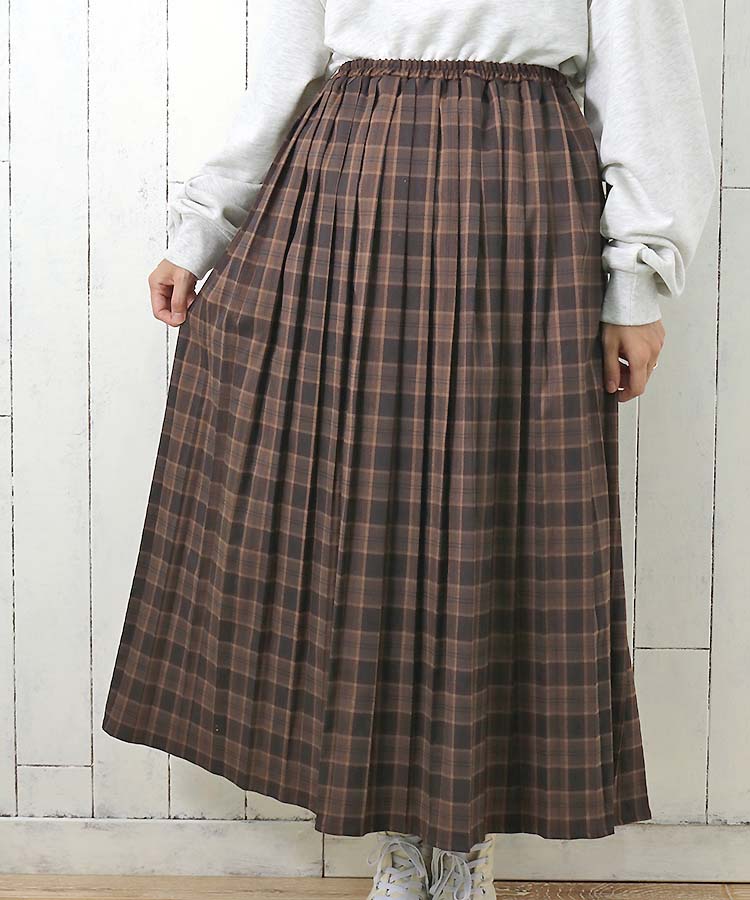 ≪SALE≫プリーツチェックスカート(オレンジ): ALL｜Bleu Bleuet