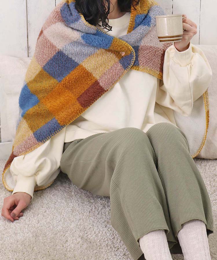 ブロックチェックブランケット ブランケット ひざ掛け おうち時間