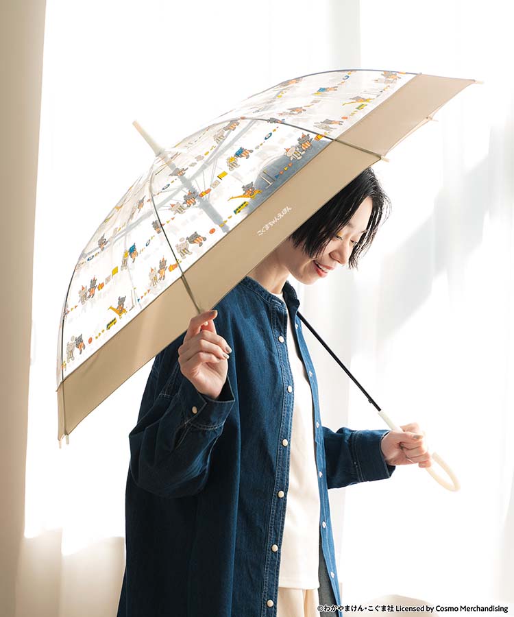 こぐまちゃんえほんボーダービニール雨長傘 傘 ビニール傘 雨傘