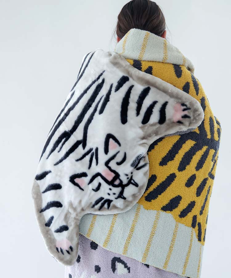 モモンガダイカットブランケット トラ ホワイトタイガー 動物