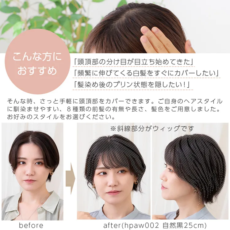 人毛100％ 総手植え ナチュレトップヘアピース 選べる4タイプ