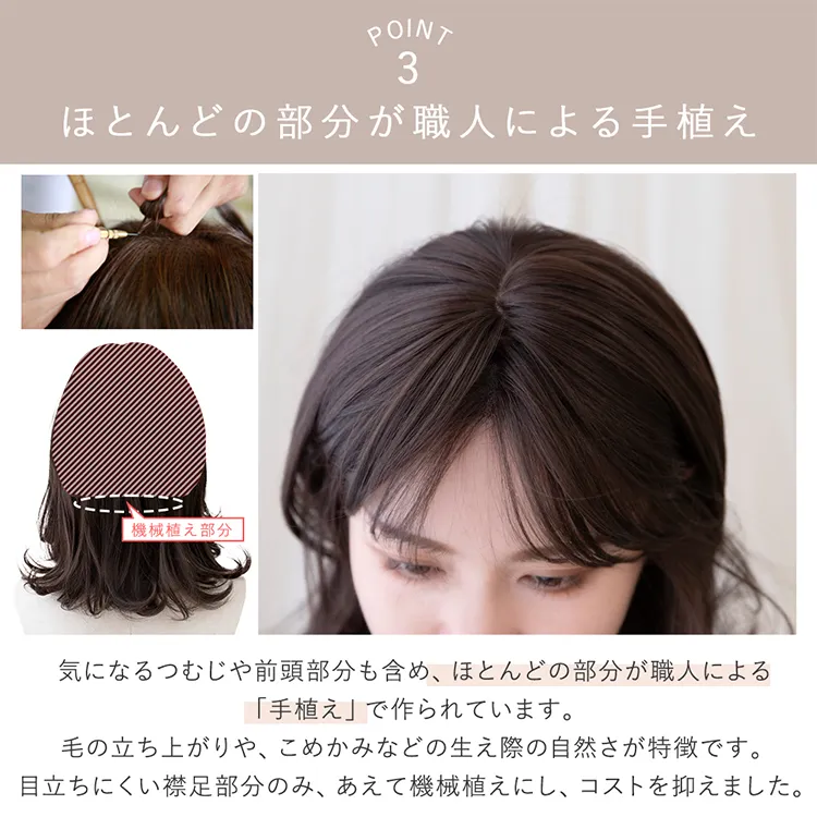 医療用ウィッグ 手植え2wayバング レイヤーカールセミディ｜ウィッグの