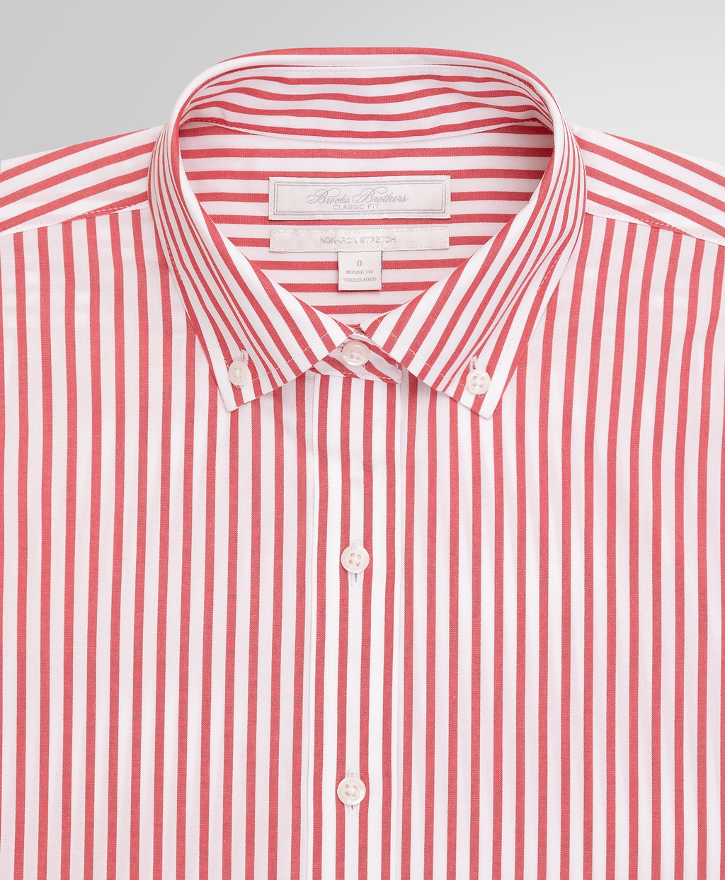 ノンアイロン スーピマコットンストレッチ ベンガルストライプ ボタン