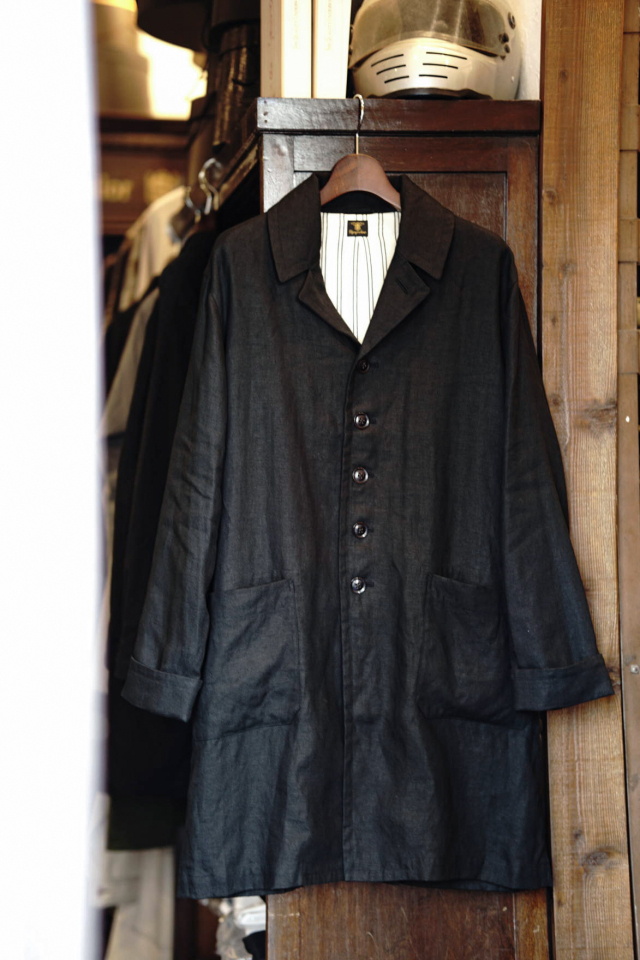 Django Atour classic artisanal heavylinen coat / black B.S.W.
