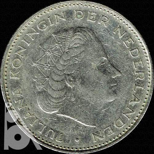 2と1/2ギルダー ニッケル貨(1969年発行) < オランダ < 海外通貨 < 文鉄