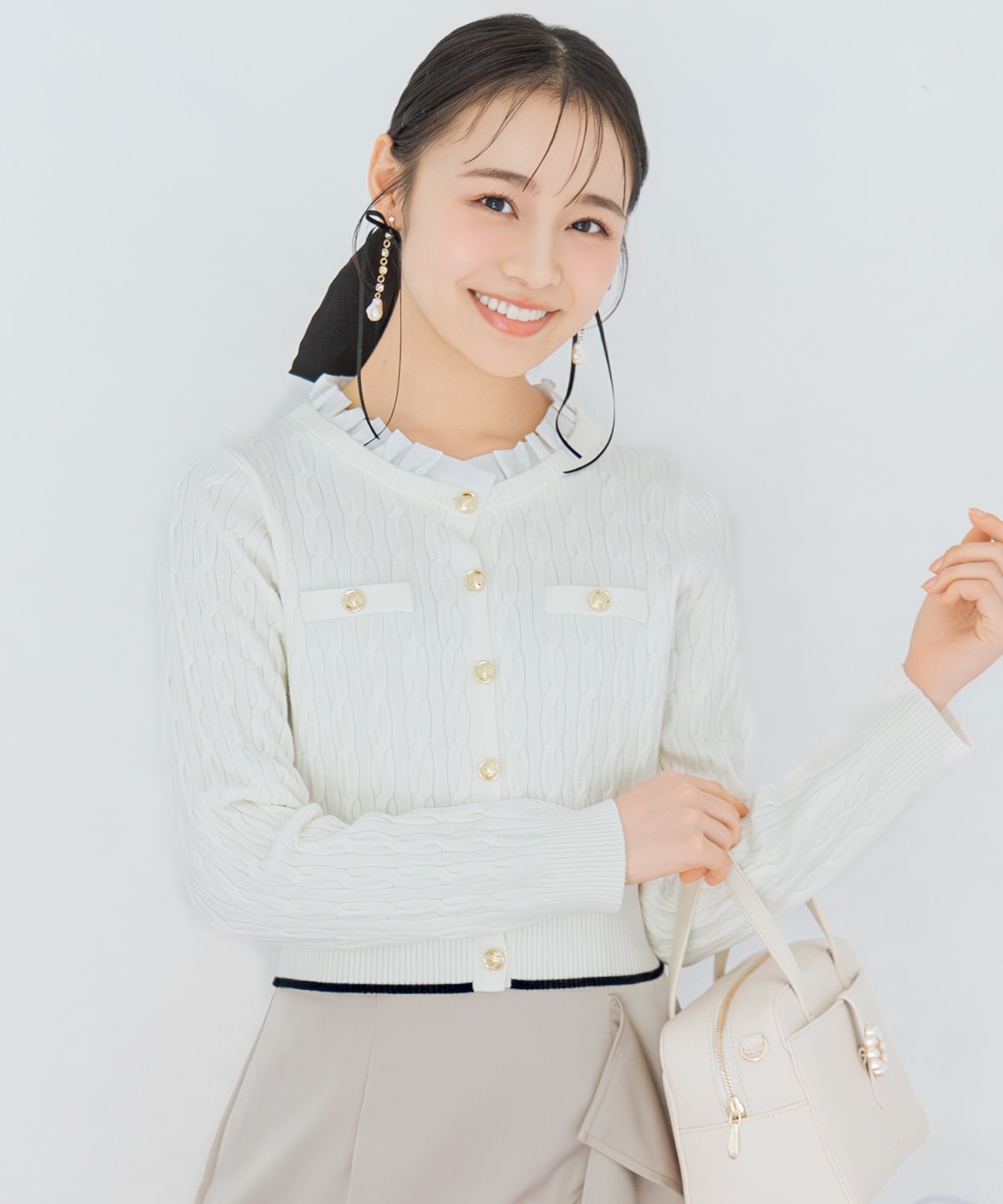 フリルレイヤードケーブルニット(F ホワイト): WILLSELECTION｜公式