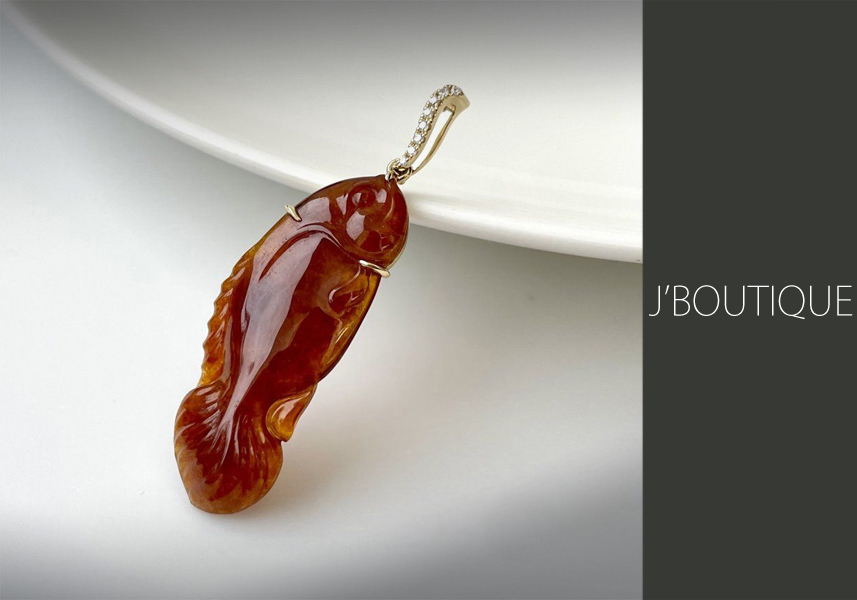 ☆天然石☆無処理 ミャンマー産 本翡翠 K18 AU750刻印（精巧彫刻）美品