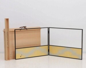 表具師 奥村吉兵衛 渦腰風炉先屏風 共箱 茶道具 裏千家 鵬雲斎 好在判