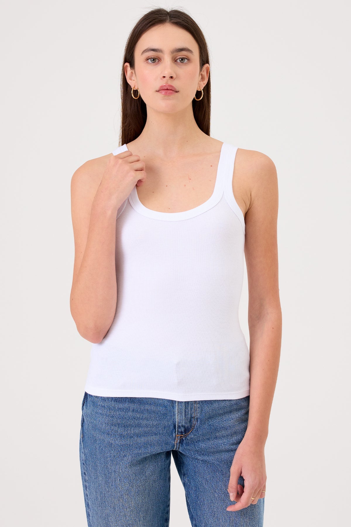 Angeline Tank – Ribbed Scoop Neck Tank with Stretch | Goldie Tees