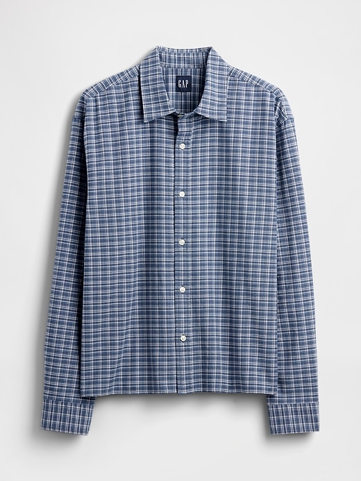 Relaxed Crop Straight-Hem Oxford Shirt | Gap