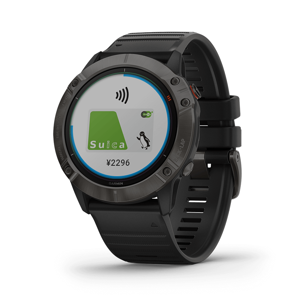 fēnix 6X Sapphire Black DLC Leather band | スマートウォッチ