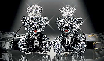 クリスタル ベア キーリング ＆ イニシャル チャーム / ファッション