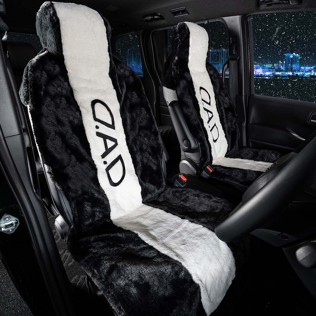 D.A.D もふもふシートカバー ブラック/ホワイト【HA702-01-01