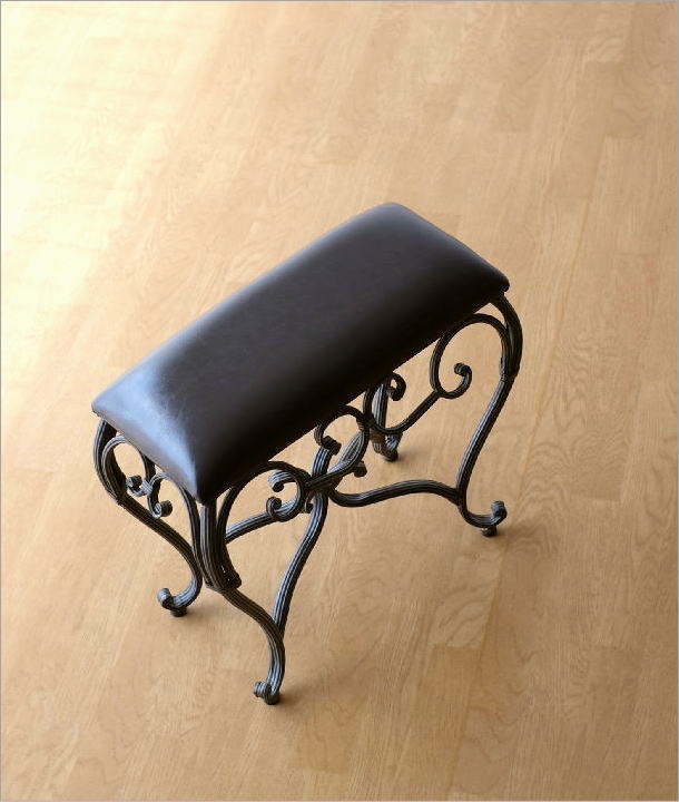 スツール 玄関 椅子 ベンチ スリム コンパクト 合皮レザー 猫脚