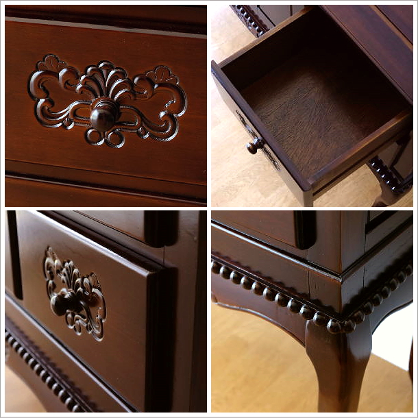 キャビネット アンティーク 脚付き 猫脚 完成品 木製 おしゃれ