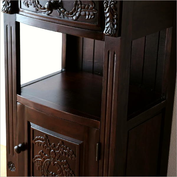 電話台 花台 アンティーク調 玄関 ハイスタンド 木製 キャビネット 扉