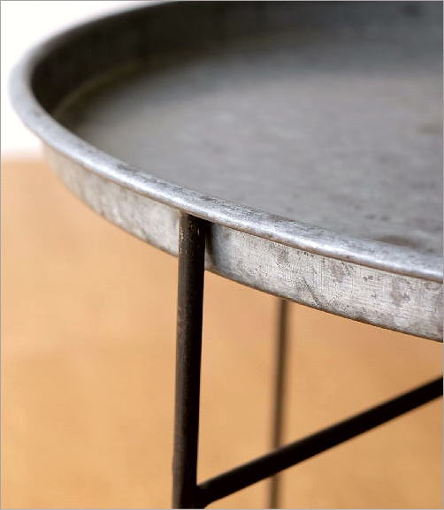 サイドテーブル 折りたたみ 丸 トレイテーブル フチあり アンティーク