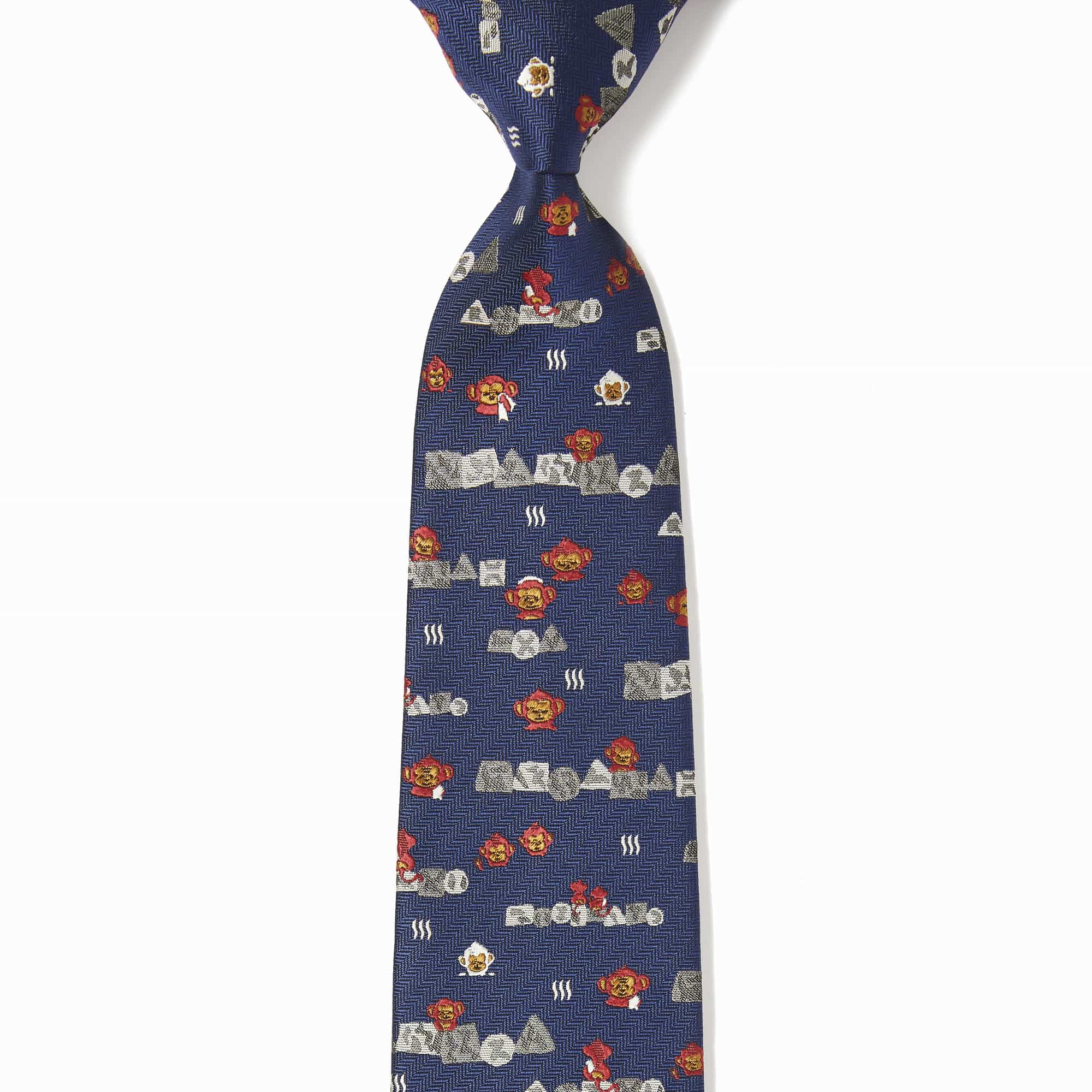 温泉のニホンザル(ネイビー): ネクタイ | 銀座田屋