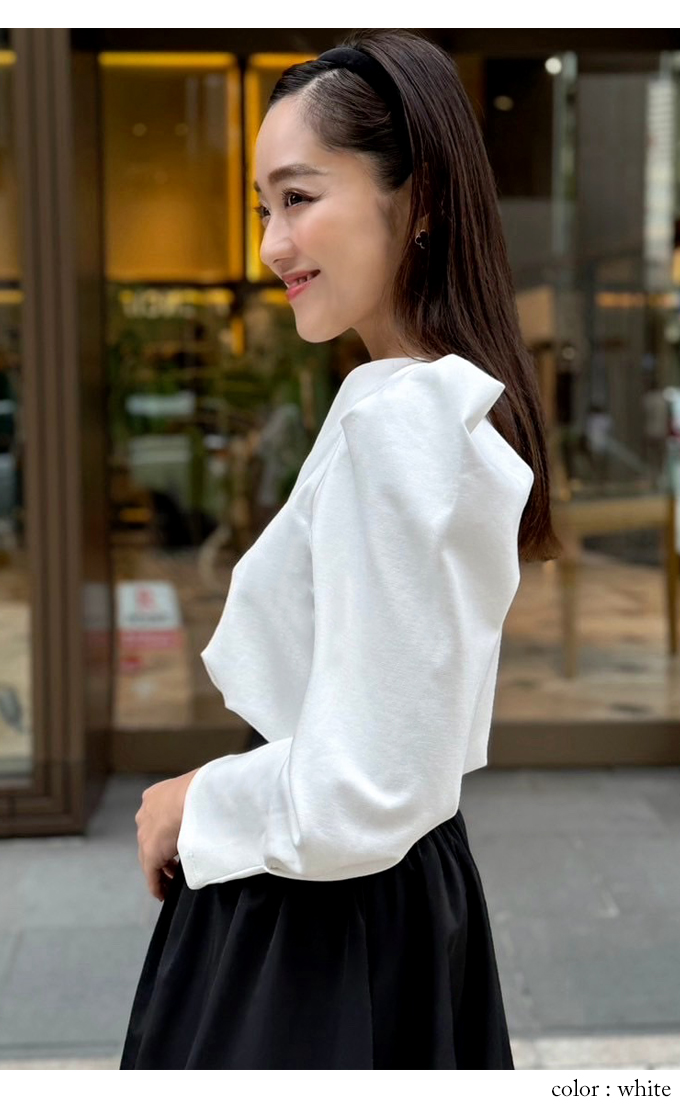 長袖ハートネックパワショルトップス【ネコポスOK】【7h-971-00007】