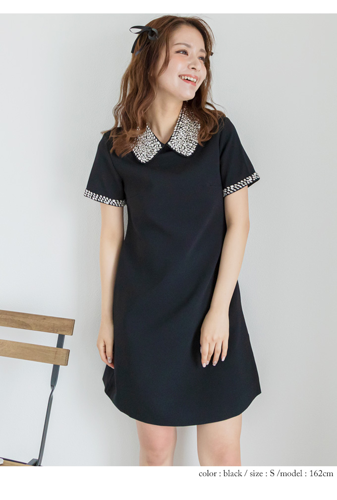 ビジューミニ丈ワンピース【7i-831-04361】
