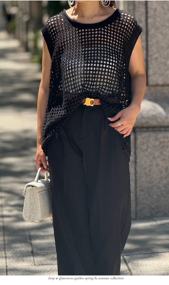 メッシュノースリーブニットトップス【ネコポスOK】【7g-831-05687】