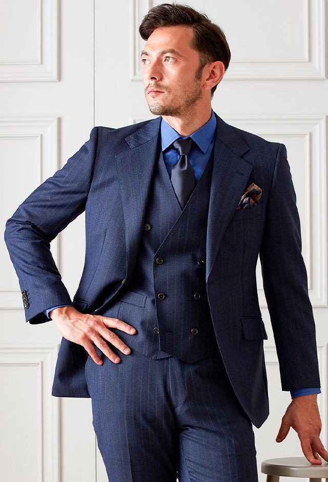 ネイビースーツ・ストライプのコーディネート（CANONICO）｜56-313-3