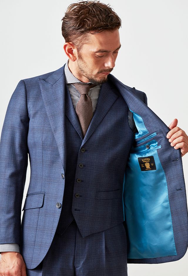 ブルースーツ・チェックのコーディネート（Cloth Ermenegildo Zegna