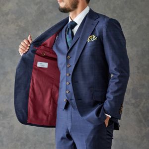 ネイビースーツ・チェックのコーディネート（REDA）｜3-468007-2