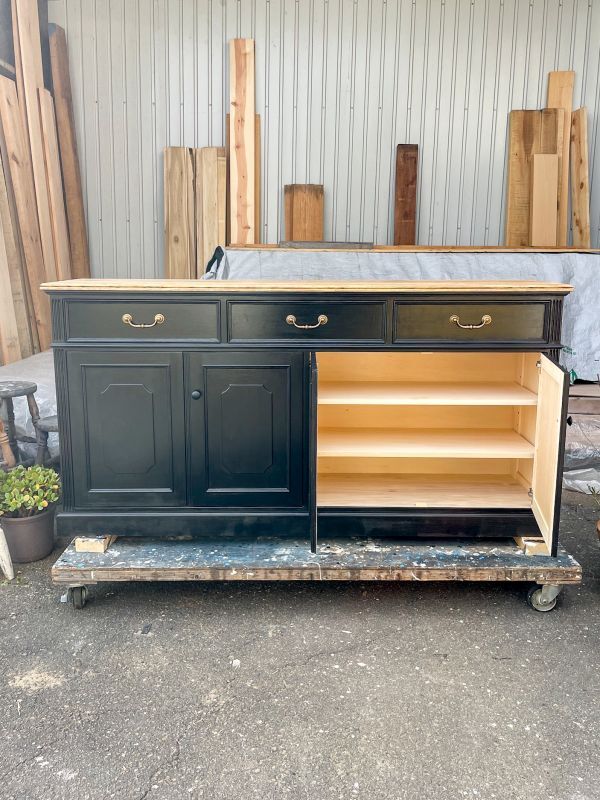 フランスアンティークキャビネット（ブラック）W1800オーダーメイド