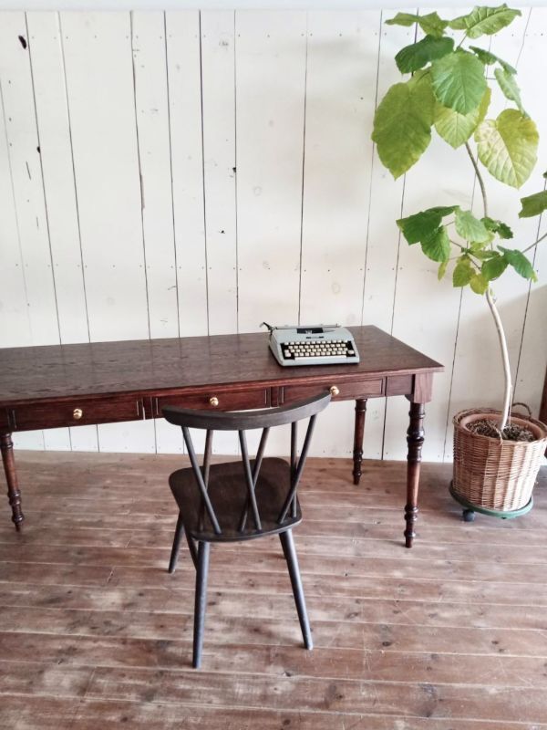 引き出し付きアンティークテーブルW1200オーダーメイドろくろ足