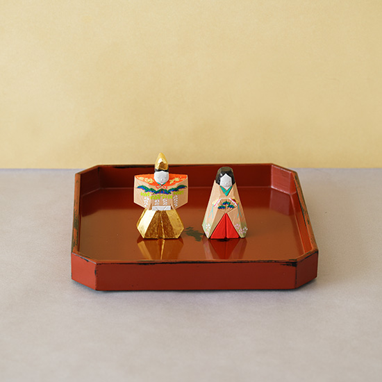 角隅折盆 根来塗（香川漆器） 角隅折盆 根来塗（香川漆器）