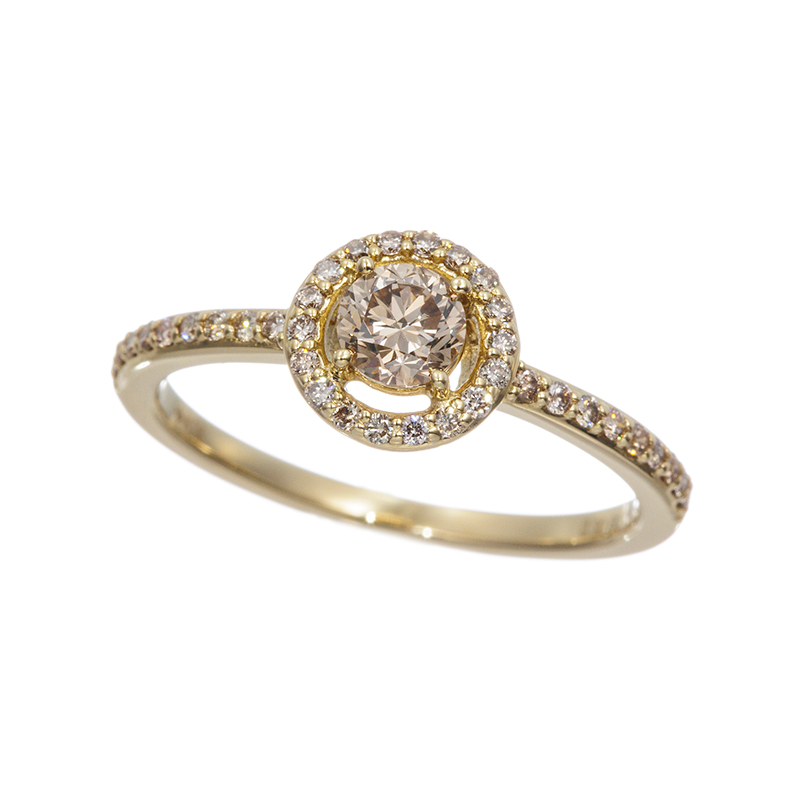 GSTV K18YG ブラウンダイヤモンド リング BRD 約0.30ct BRD 約0.18ct