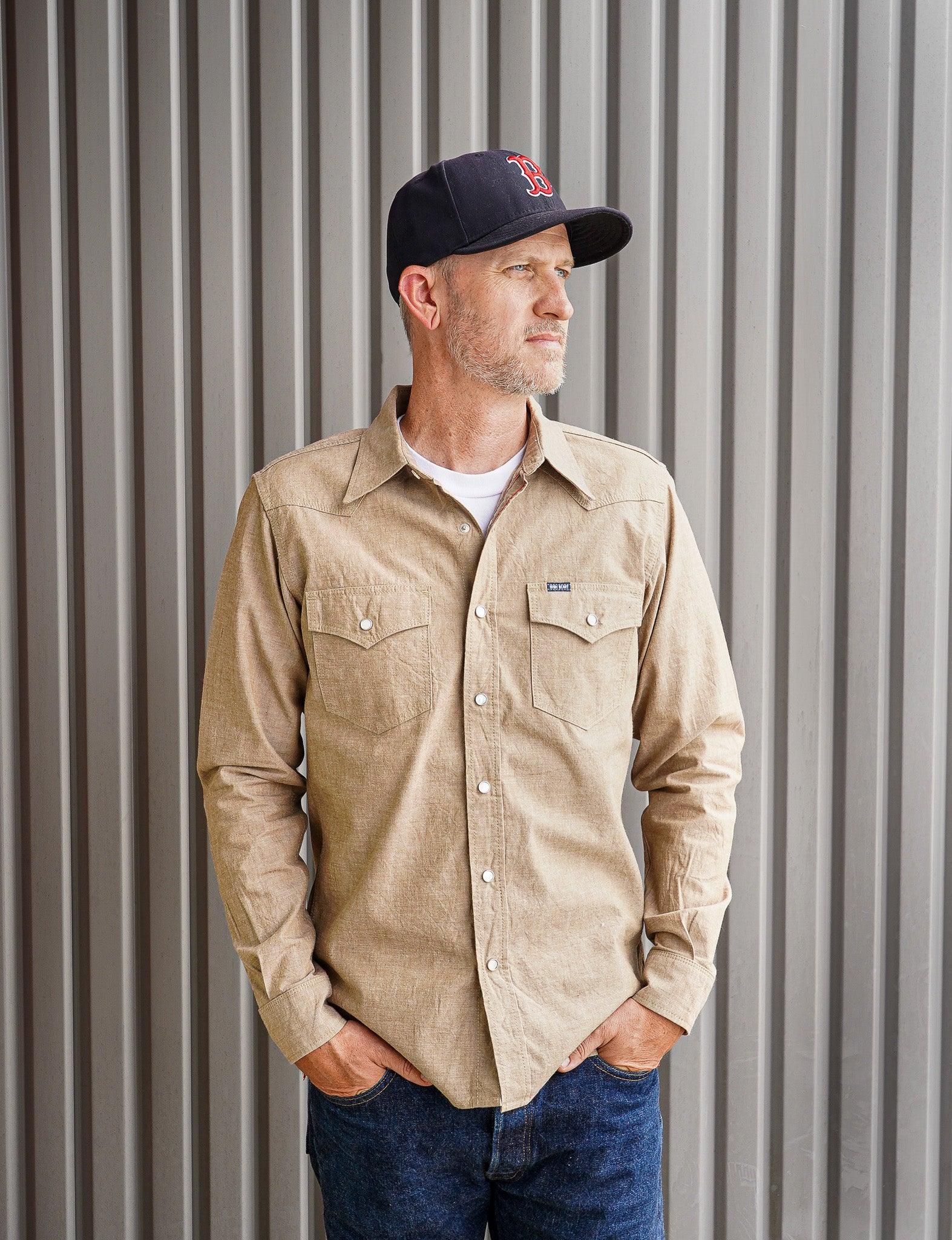 Iron Heart IHSH-315-KHA 10oz Selvedge Chambray Western Shirt