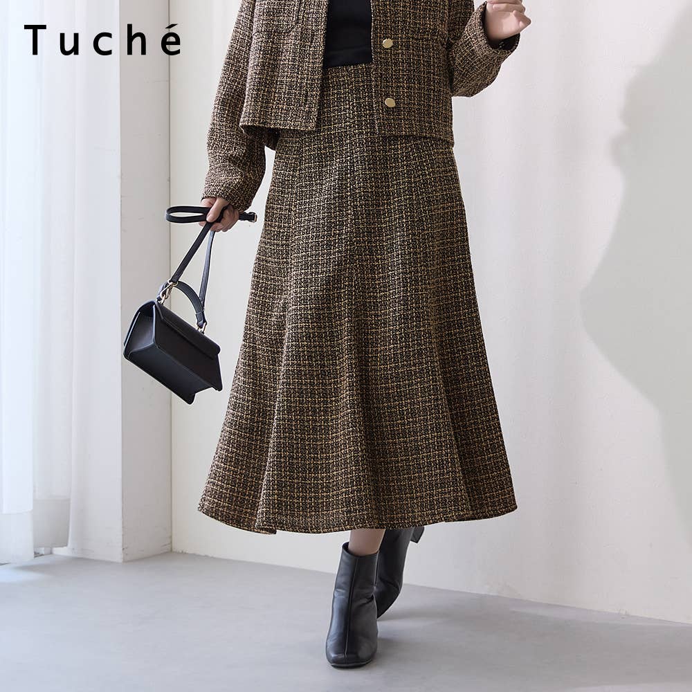 7DAYS LOOKS】ツイードロングスカート【SALE】 TZW653 :レディース