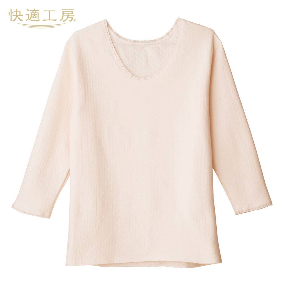 丸首七分袖スリーマー(レースあり)【まとめ買い割対象】 KQ5047