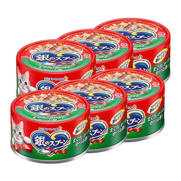 銀のスプーン缶まぐろ・かつおにかつお節入り70g×6｜ユニ・チャーム
