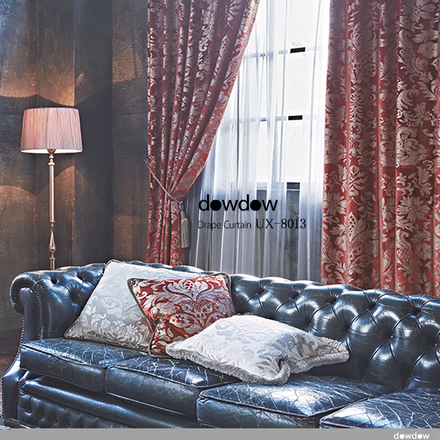 ゴシック*モダン】華美なダマスク柄のベルベット・プリントのドレープ