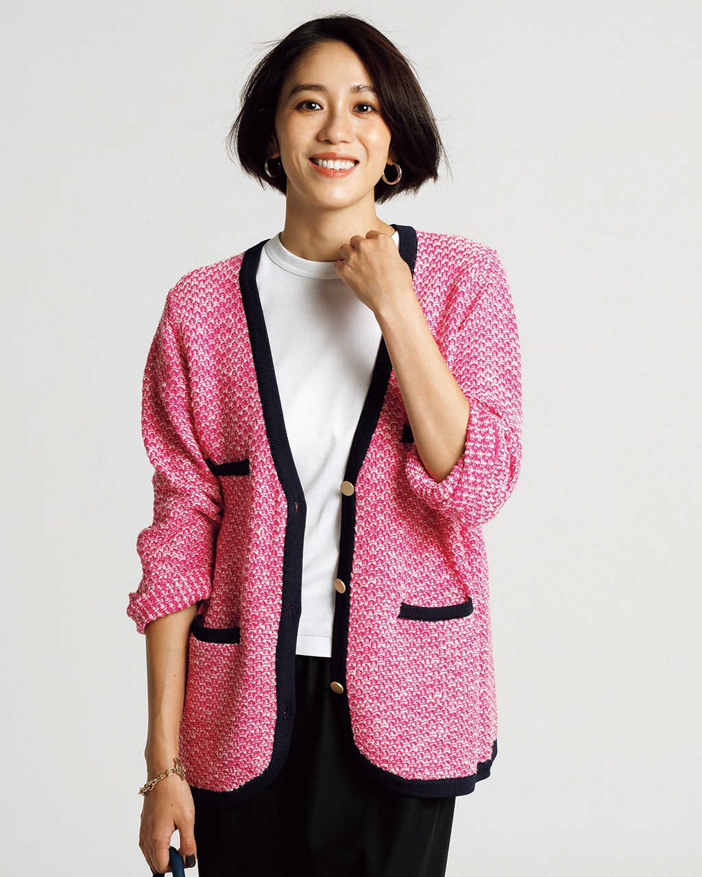 ツイーディニット・トリムカーディガン/DoCLASSE