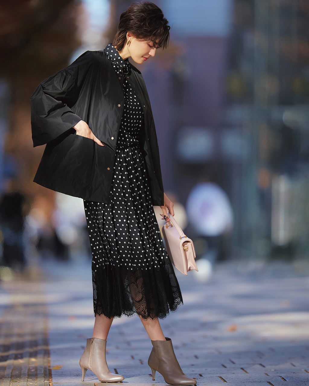 ポルカドット・ジョーゼットスカート/DoCLASSE