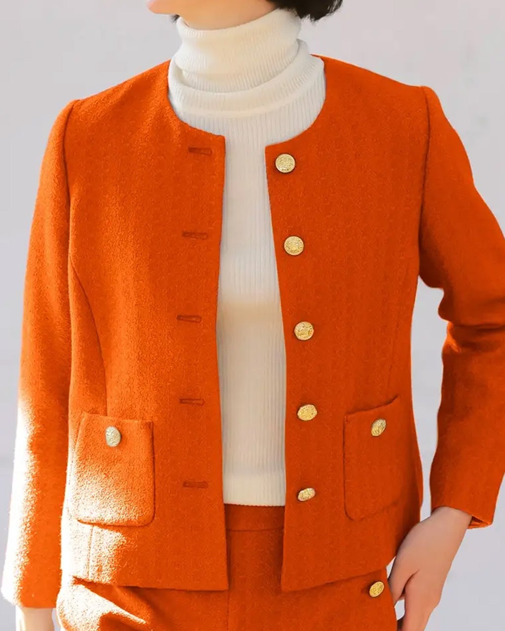 スラブツイード・ノーカラージャケット/DoCLASSE