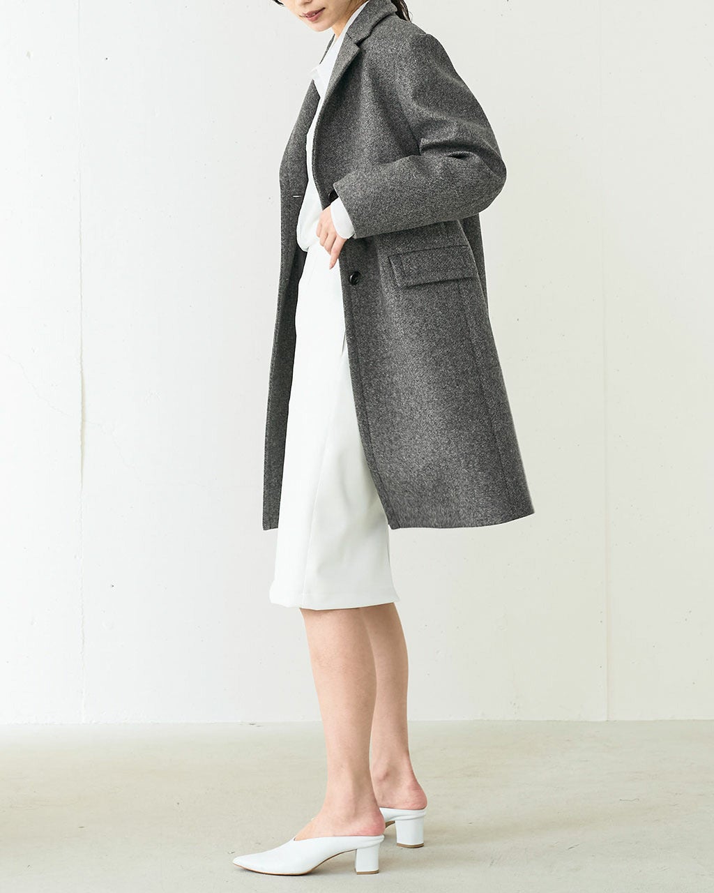 ボンディングツイード・チェスターコート/DoCLASSE