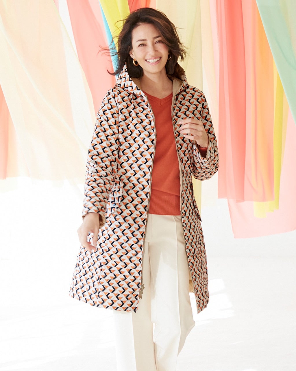 モダンリバーシブル・ジップアップダウンコート/DoCLASSE